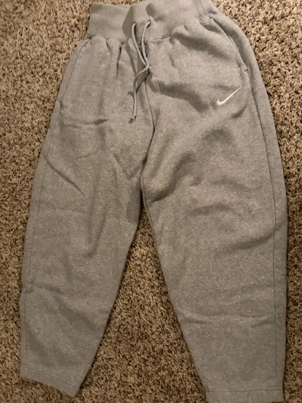 Nike Light Gray Fleece Joggers with White Swoosh